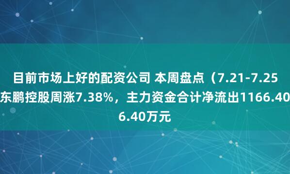 目前市场上好的配资公司 本周盘点（7.21-7.25）：东鹏控股周涨7.38%，主力资金合计净流出1166.40万元